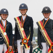 Le podium du championnat de Belgique Children, avec Louise Ameeuw à la troisième place