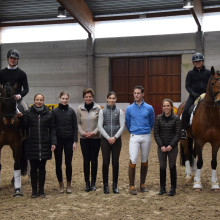De gauche à droite: Justin Verboomen, Isabell Werth, Antonia Arl, Françoise Hologne-Joux, Amandine Prevost, Simon Missiaen, Charlotte Defalque, Carole Schepens